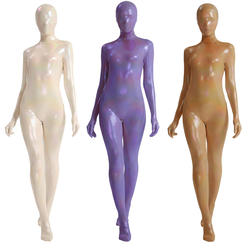 Women Shiny Gradient Zentai Bo - Shapewear Bodysuit Firm ulasan dan harga