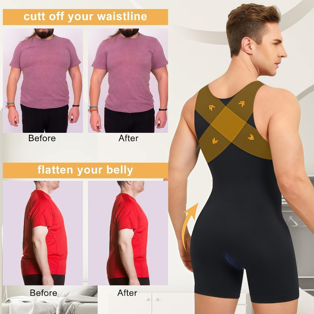 1Pcs Mens Seamless Compression - Shapewear Bodysuit Firm ulasan dan harga