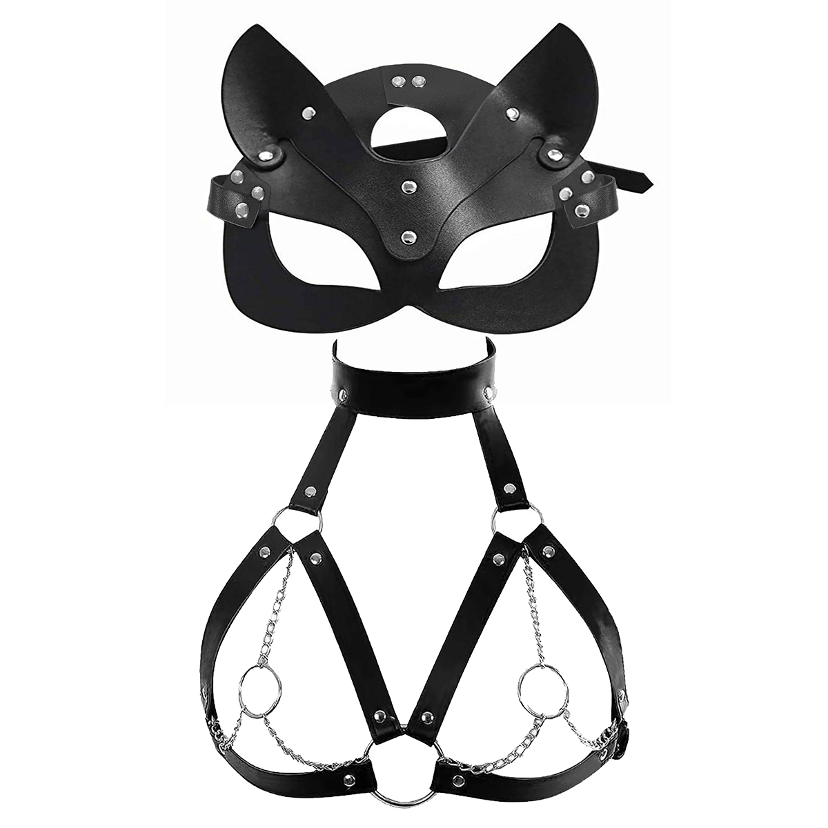Women Sexy Mask Blindfold Cosp - Garter Belt Set ulasan dan harga